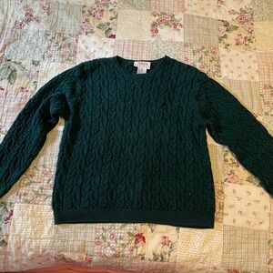 Talbots Dark Green Cable Knit Sweater